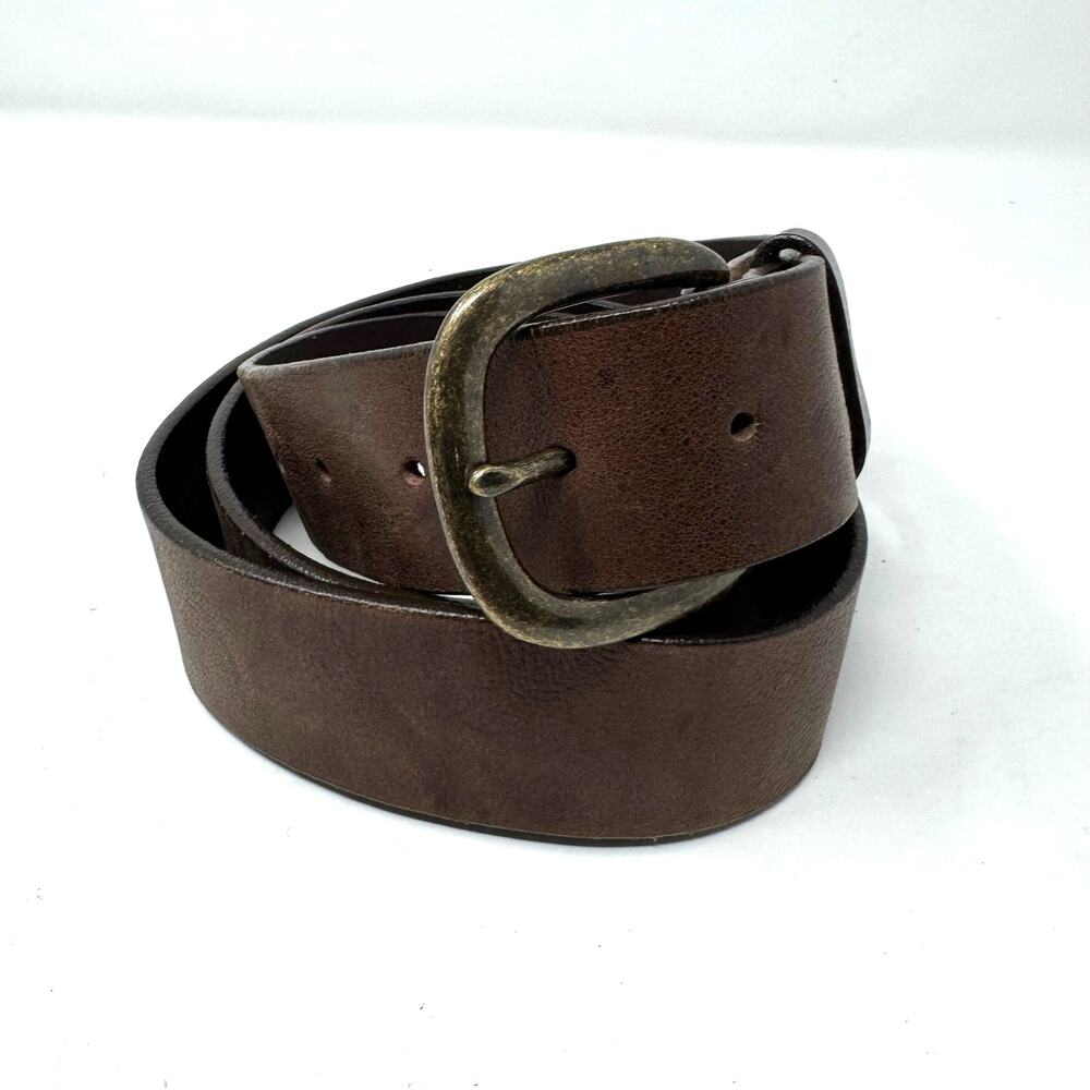 Justin Brown Leather Basic Work Belt Mens 44 USA Antiqued Brass Buckle Western
